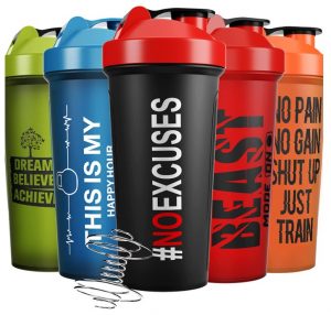 JEELA SPORTS [5 PACK Protein Shaker Bottles for Protein Mixes