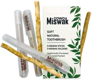 GOWO 3 Pack Miswak Sticks and Holders
